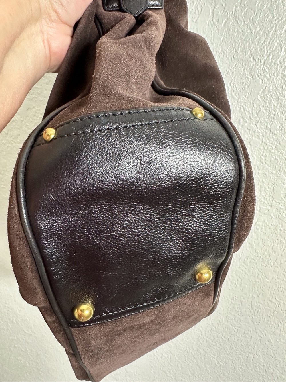 Banana Republic Suede Leather Hobo Handbag with Braided Leather Strap - Picture 5 of 13